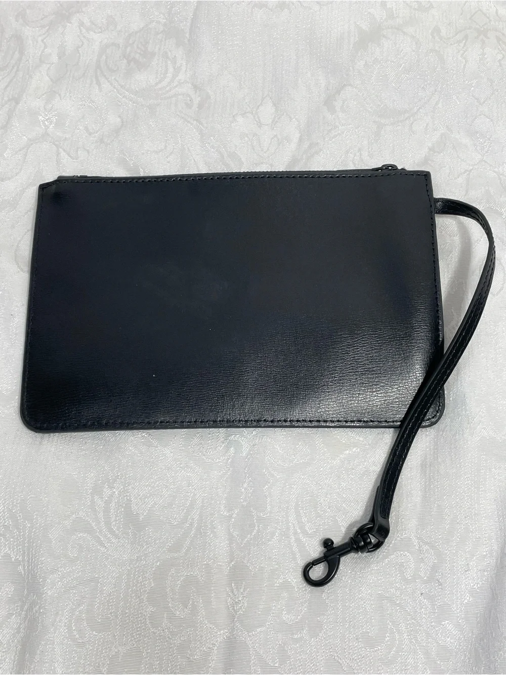 Kurt Geiger Black Leather Logo Wristlet